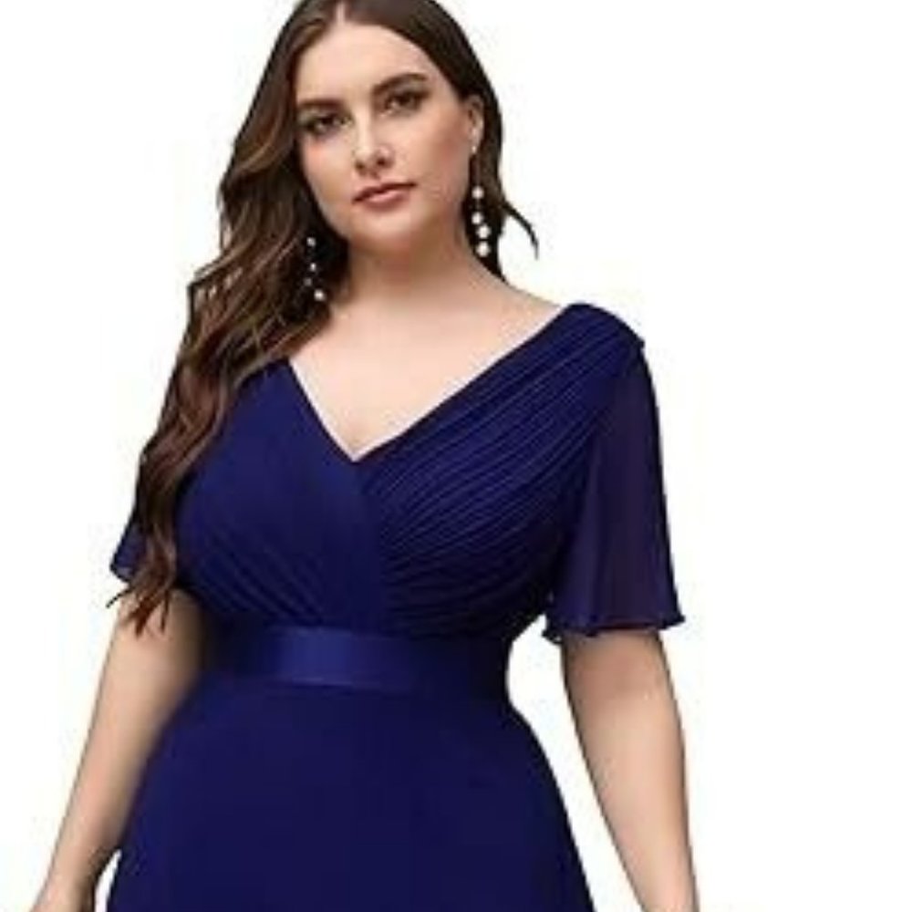 Ever-Pretty Women's A-line Ruffles Chiffon V-Neck Ball Gowns Prom Dresses US18 R